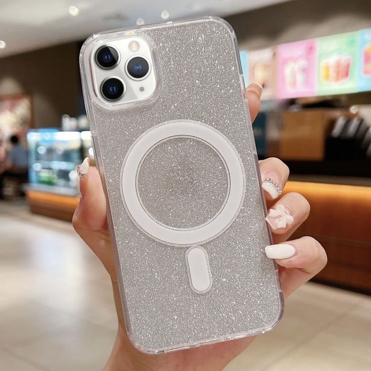 For iPhone 11 Pro Acrylic Transparent Glitter MagSafe Phone Case