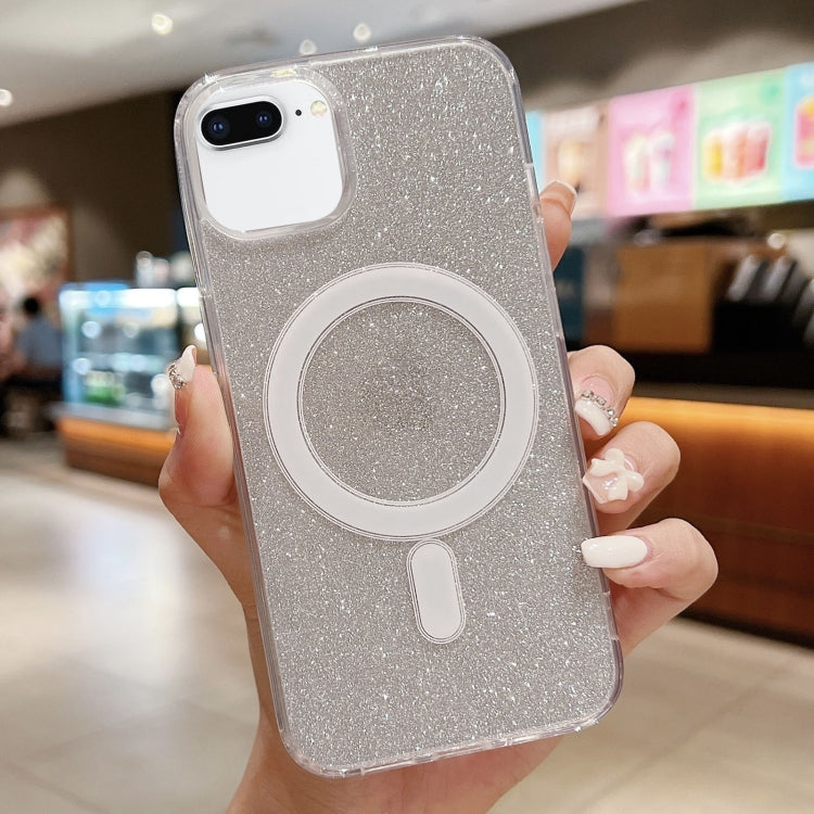 For iPhone 8 Plus / 7 Plus Acrylic Transparent Glitter MagSafe Phone Case