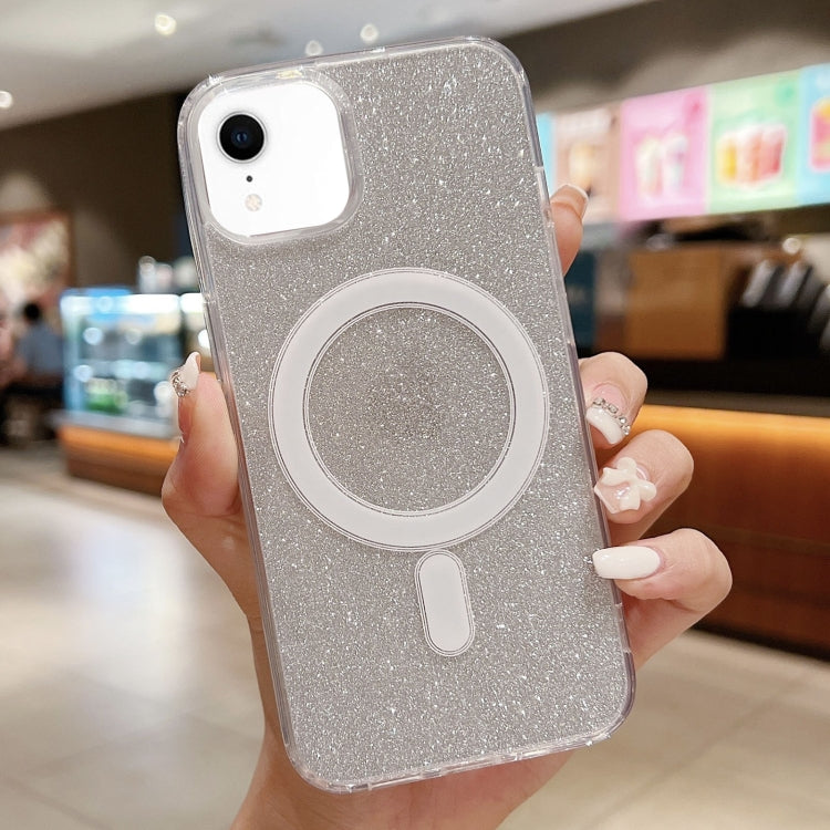 For iPhone XR Acrylic Transparent Glitter MagSafe Phone Case