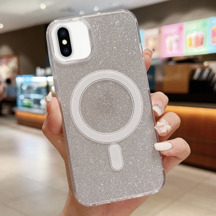 For iPhone XS Max Acrylic Transparent Glitter MagSafe Phone Case