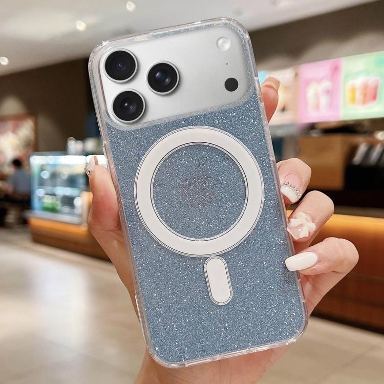 For iPhone 17 Pro Max Acrylic Transparent Glitter MagSafe Phone Case