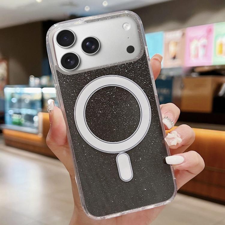 For iPhone 17 Pro Acrylic Transparent Glitter MagSafe Phone Case