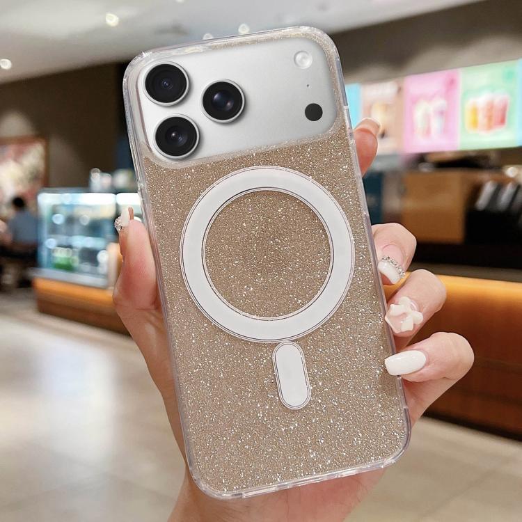 For iPhone 17 Pro Acrylic Transparent Glitter MagSafe Phone Case