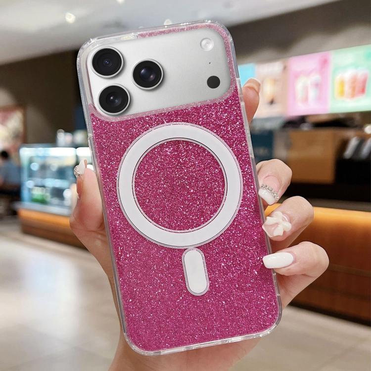 For iPhone 17 Pro Acrylic Transparent Glitter MagSafe Phone Case