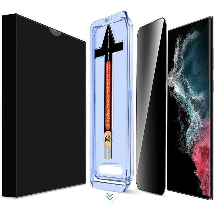 For Samsung Galaxy S22 Ultra 5G LK Easy Install Privacy Tempered Glass Film - Black