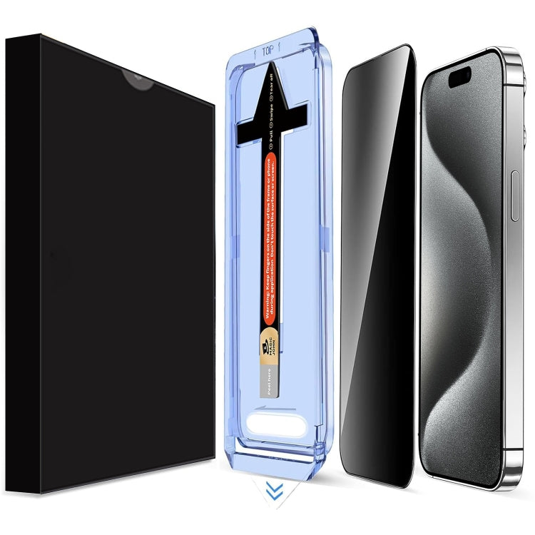 For iPhone 15 Pro LK Easy Install Privacy Tempered Glass Film - Black