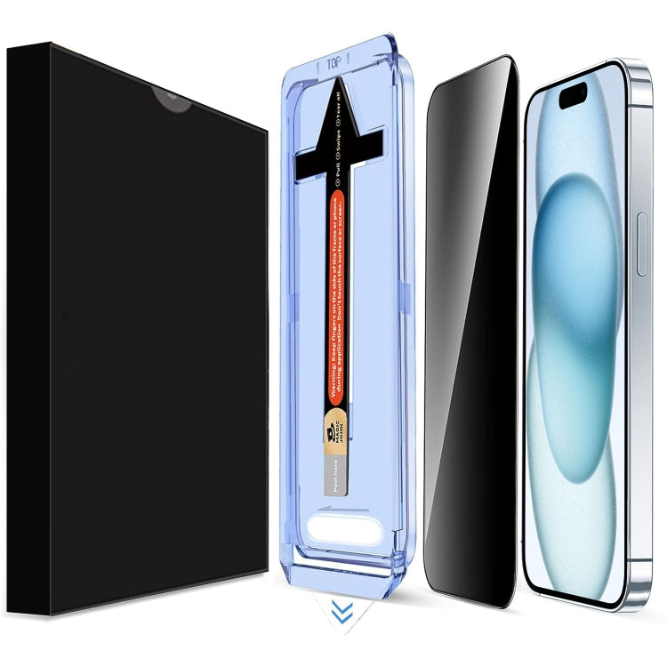 For iPhone 15 LK Easy Install Privacy Tempered Glass Film - Black