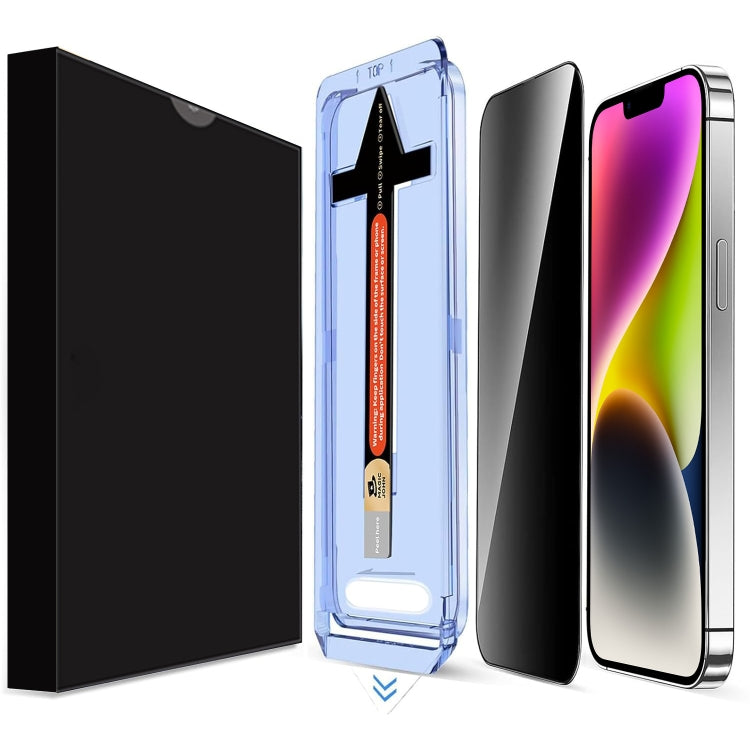 For iPhone 14 LK Easy Install Privacy Tempered Glass Film - Black