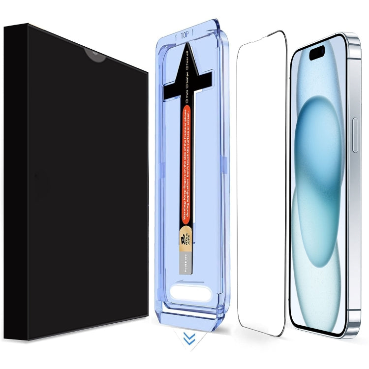 For iPhone 15 LK Easy Install HD Tempered Glass Film - Black