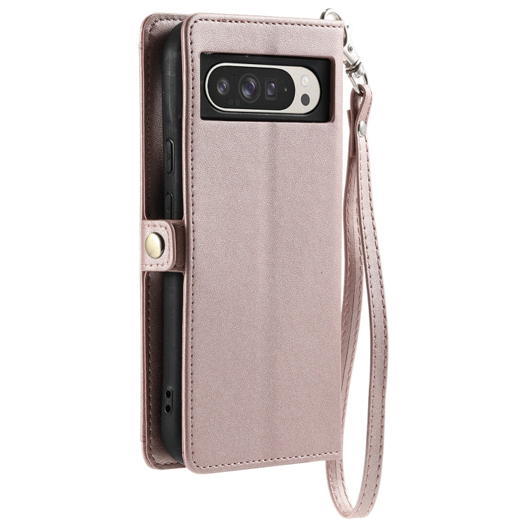 For Google Pixel 9 Pro XL Wallet Multi-card Slot Leather Phone Case with Lanyard