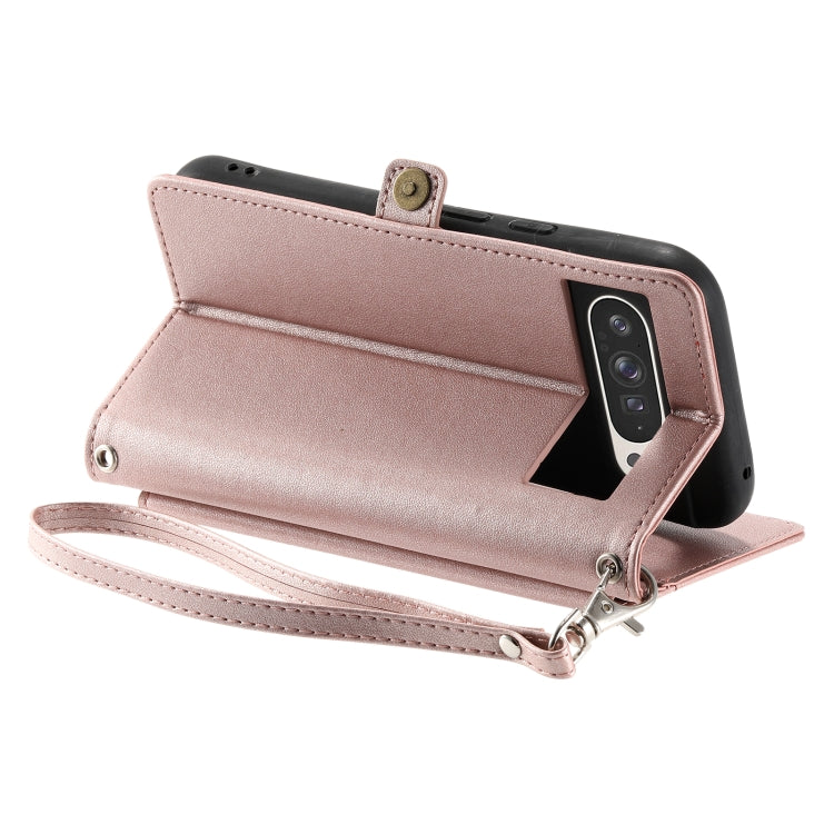 For Google Pixel 9 Pro XL Wallet Multi-card Slot Leather Phone Case with Lanyard