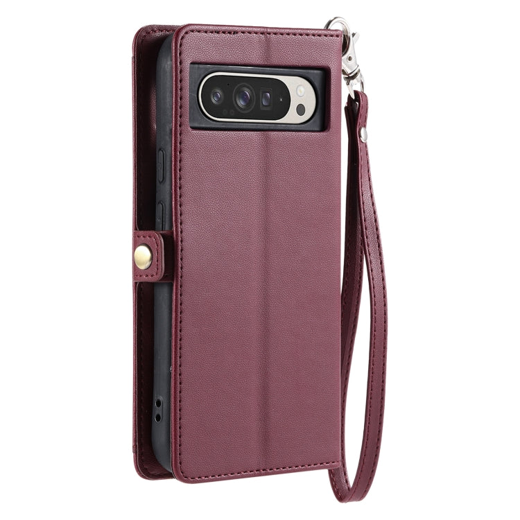For Google Pixel 9 Pro XL Wallet Multi-card Slot Leather Phone Case with Lanyard
