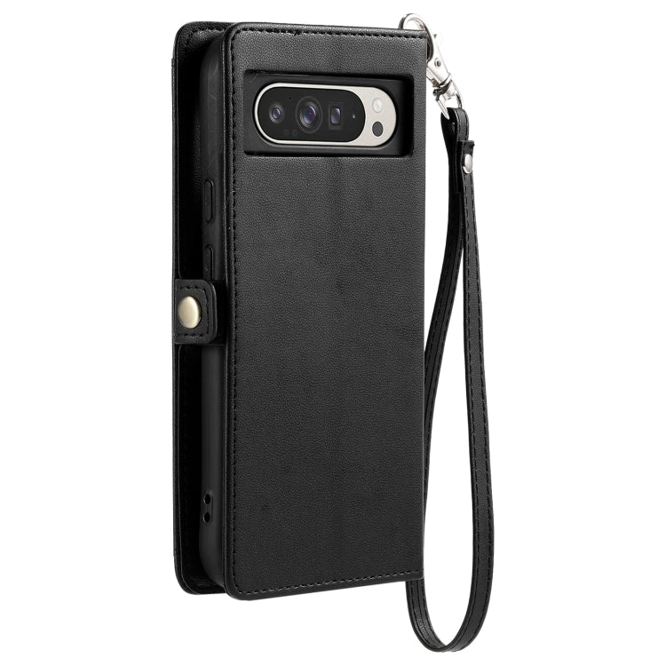 For Google Pixel 9 Pro XL Wallet Multi-card Slot Leather Phone Case with Lanyard