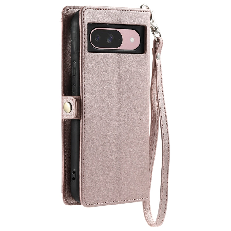 For Google Pixel 9 / 9 Pro Wallet Multi-card Slot Leather Phone Case with Lanyard