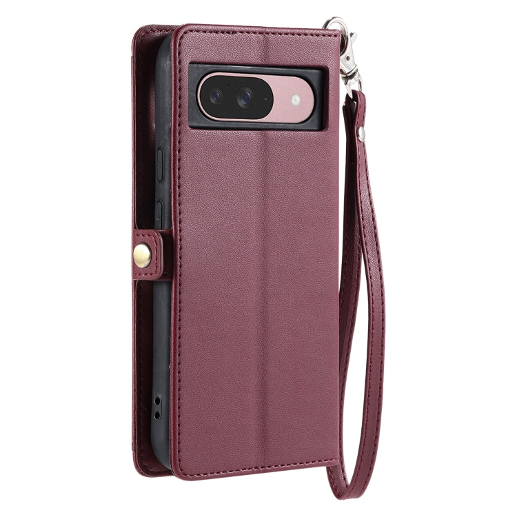 For Google Pixel 9 / 9 Pro Wallet Multi-card Slot Leather Phone Case with Lanyard