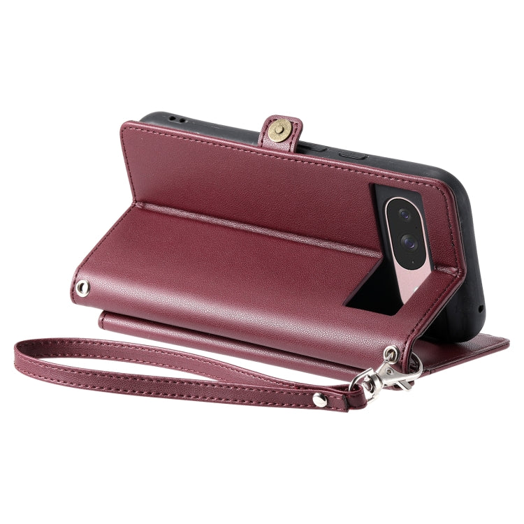 For Google Pixel 9 / 9 Pro Wallet Multi-card Slot Leather Phone Case with Lanyard