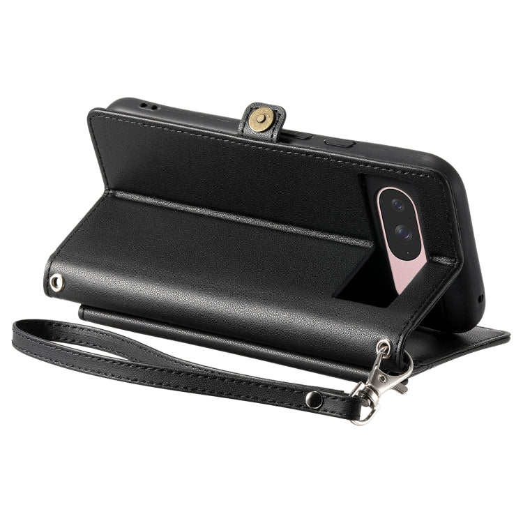 For Google Pixel 9 / 9 Pro Wallet Multi-card Slot Leather Phone Case with Lanyard