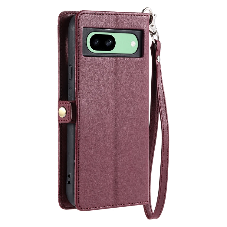 For Google Pixel 8a Wallet Multi-card Slot Leather Phone Case with Lanyard