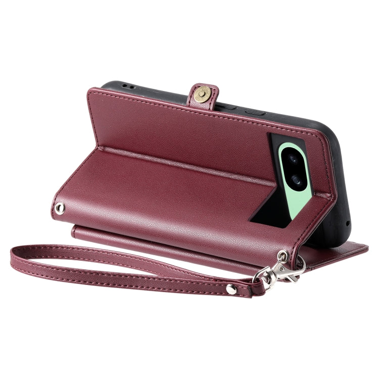 For Google Pixel 8a Wallet Multi-card Slot Leather Phone Case with Lanyard