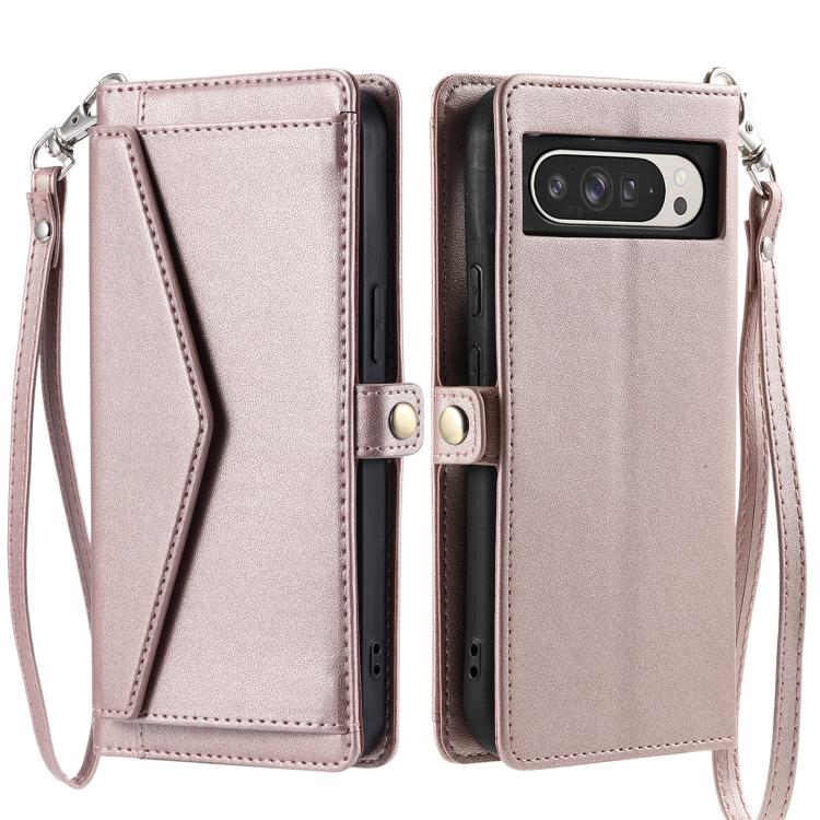 For Google Pixel 10 Pro XL Wallet Multi-card Slot Leather Phone Case with Lanyard
