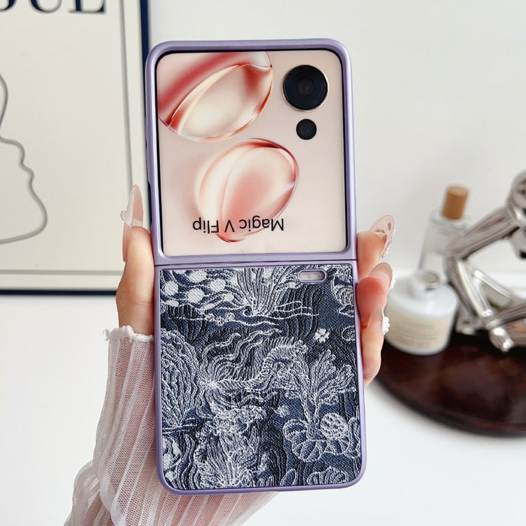 For Honor Magic V Flip Embroidery Style Full Coverage Phone Case