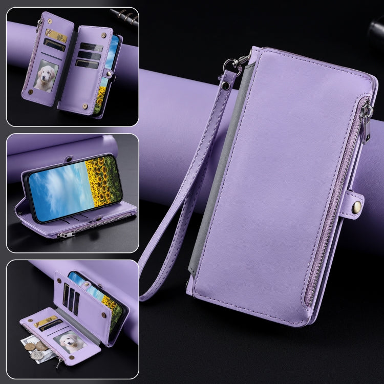 For Google Pixel 9 Pro XL Leather Stitching Multi-card Slot Zipper Phone Case