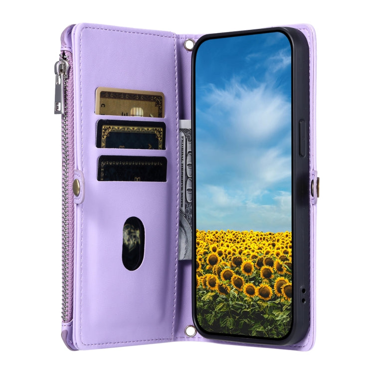 For Google Pixel 9 Pro XL Leather Stitching Multi-card Slot Zipper Phone Case