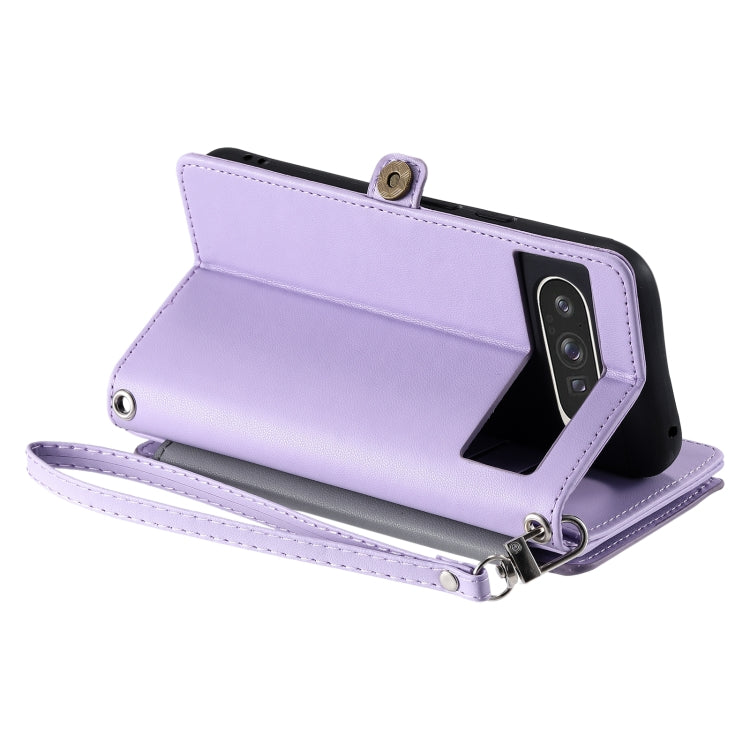 For Google Pixel 9 Pro XL Leather Stitching Multi-card Slot Zipper Phone Case