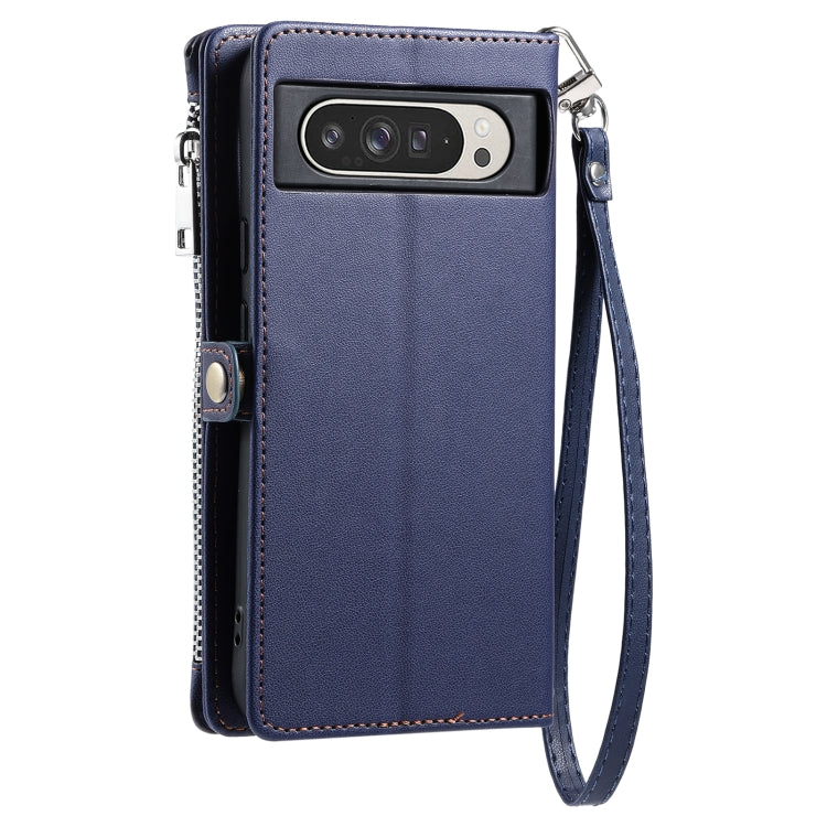 For Google Pixel 9 Pro XL Leather Stitching Multi-card Slot Zipper Phone Case