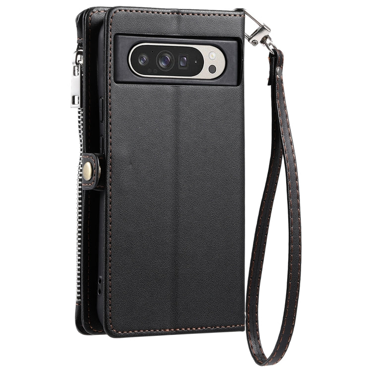 For Google Pixel 9 Pro XL Leather Stitching Multi-card Slot Zipper Phone Case