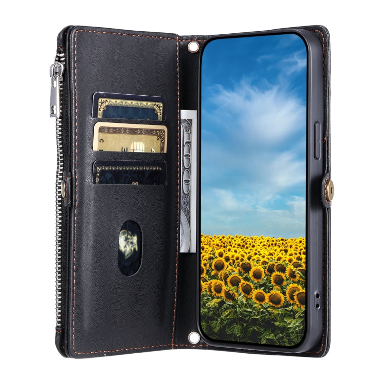 For Google Pixel 9 Pro XL Leather Stitching Multi-card Slot Zipper Phone Case