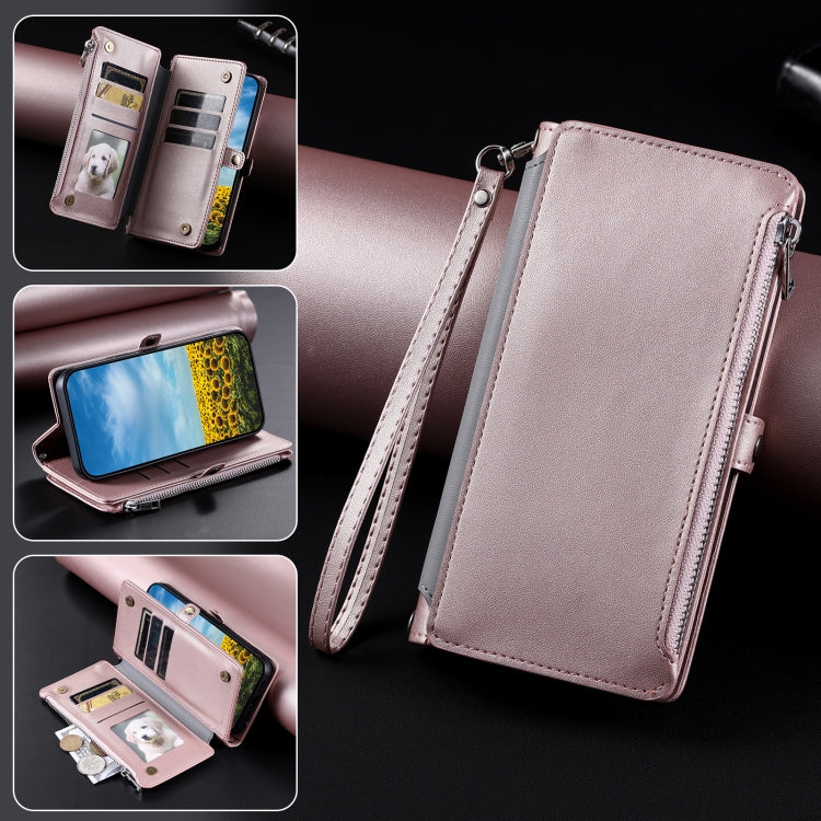 For Google Pixel 9 / 9 Pro Leather Stitching Multi-card Slot Zipper Phone Case