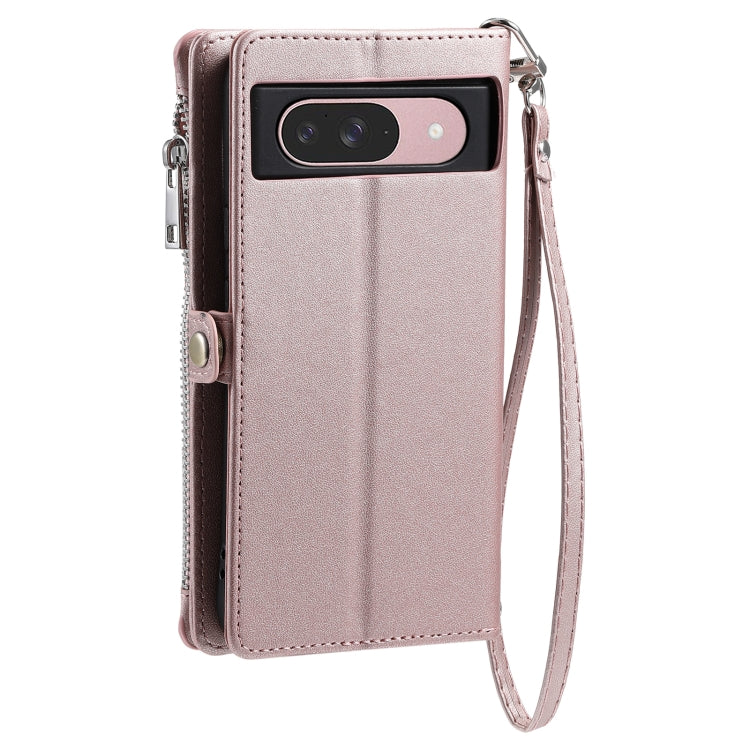 For Google Pixel 9 / 9 Pro Leather Stitching Multi-card Slot Zipper Phone Case