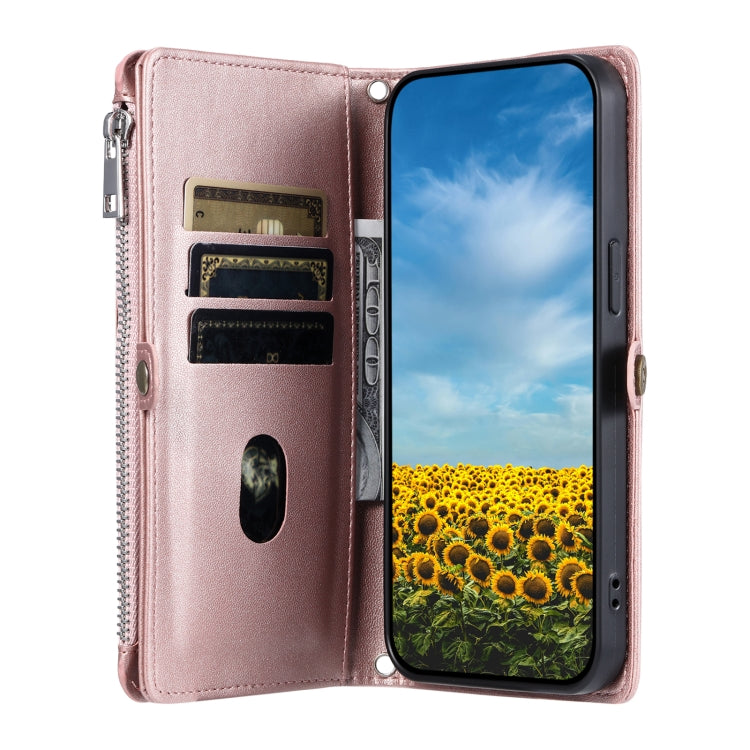 For Google Pixel 9 / 9 Pro Leather Stitching Multi-card Slot Zipper Phone Case