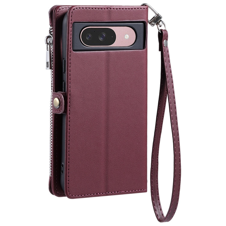 For Google Pixel 9 / 9 Pro Leather Stitching Multi-card Slot Zipper Phone Case