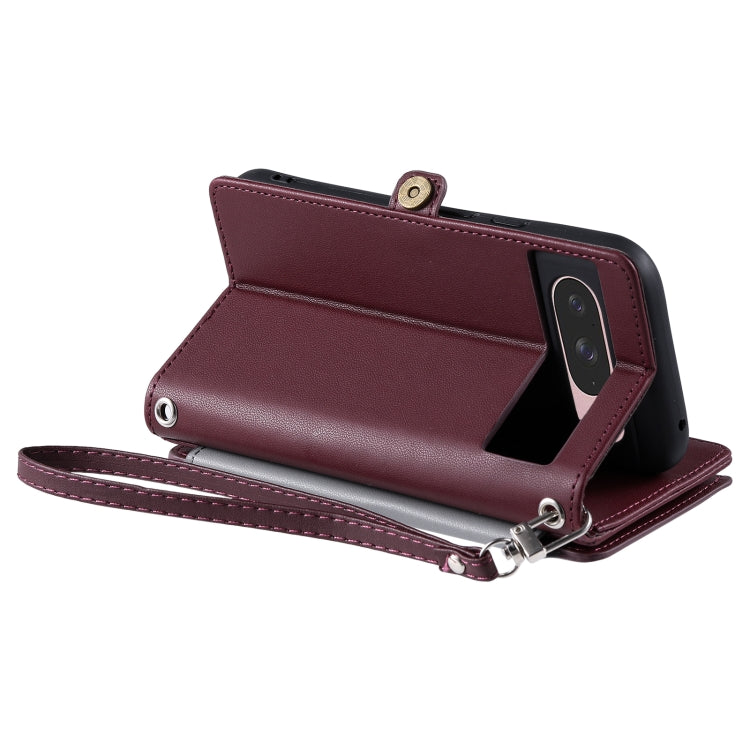 For Google Pixel 9 / 9 Pro Leather Stitching Multi-card Slot Zipper Phone Case