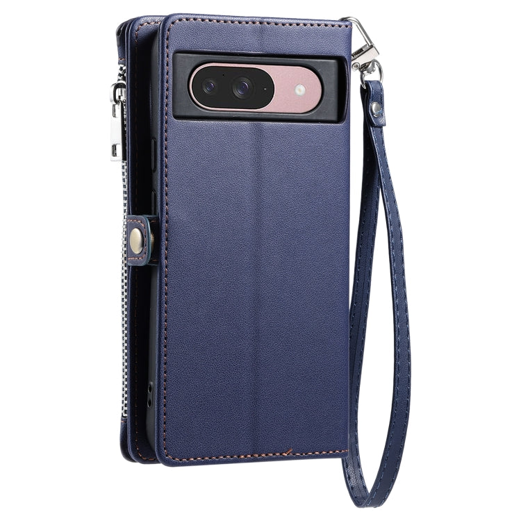 For Google Pixel 9 / 9 Pro Leather Stitching Multi-card Slot Zipper Phone Case