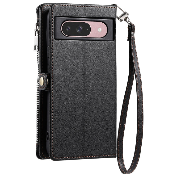 For Google Pixel 9 / 9 Pro Leather Stitching Multi-card Slot Zipper Phone Case