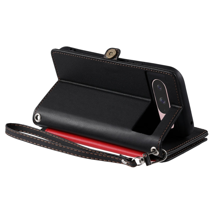 For Google Pixel 9 / 9 Pro Leather Stitching Multi-card Slot Zipper Phone Case
