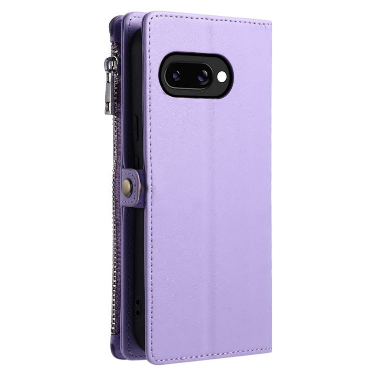 For Google Pixel 9a Leather Stitching Multi-card Slot Zipper Phone Case
