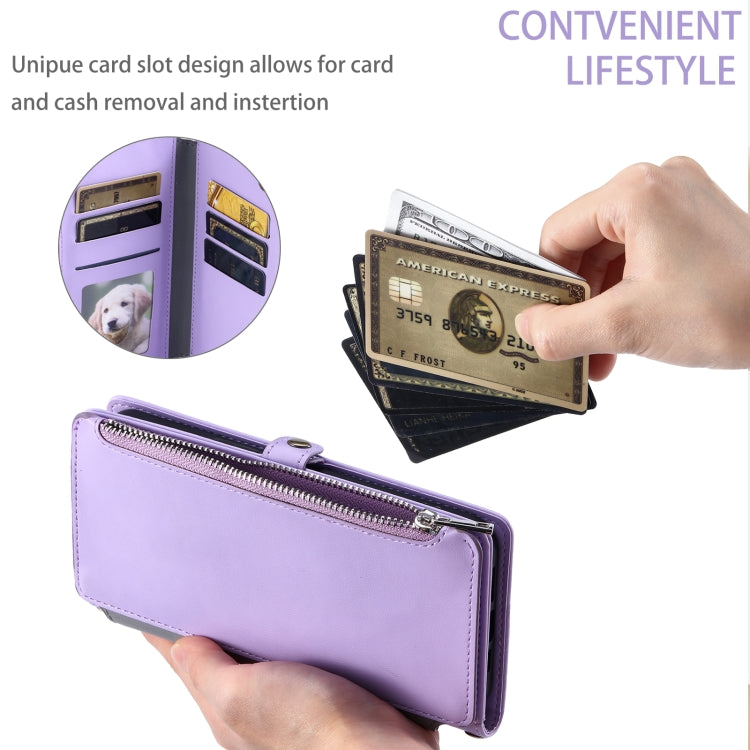 For Google Pixel 9a Leather Stitching Multi-card Slot Zipper Phone Case