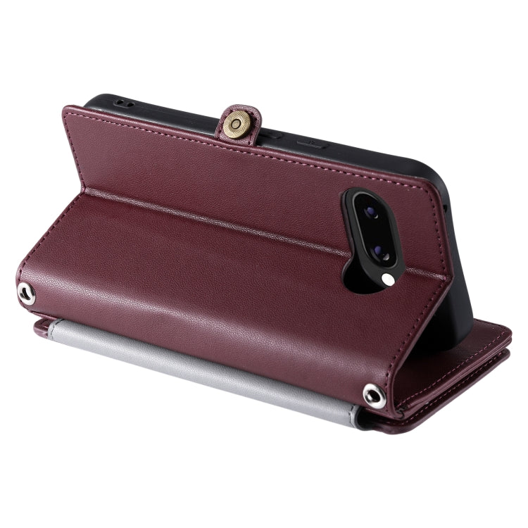 For Google Pixel 9a Leather Stitching Multi-card Slot Zipper Phone Case