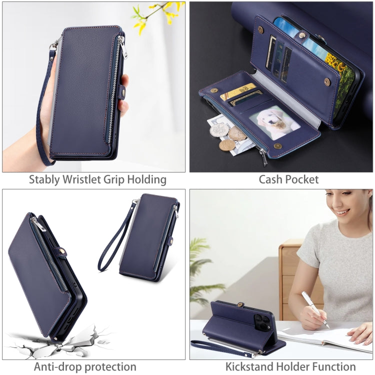 For Google Pixel 9a Leather Stitching Multi-card Slot Zipper Phone Case