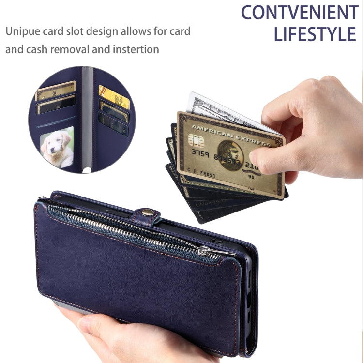For Google Pixel 9a Leather Stitching Multi-card Slot Zipper Phone Case