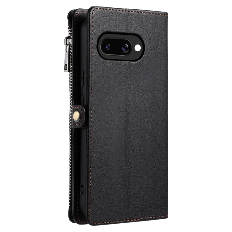 For Google Pixel 9a Leather Stitching Multi-card Slot Zipper Phone Case