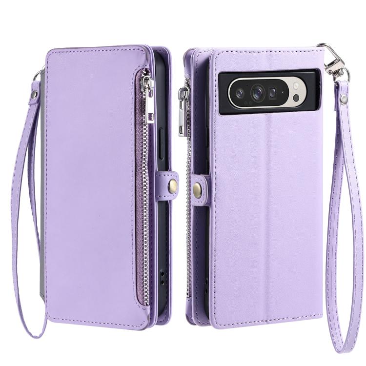 For Google Pixel 10 Pro XL Leather Stitching Multi-card Slot Zipper Phone Case