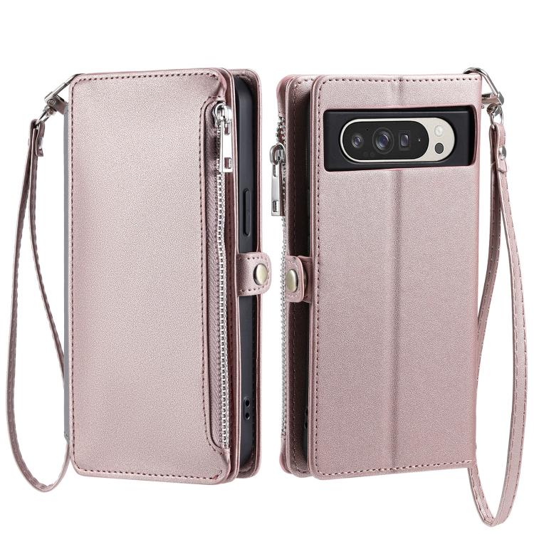 For Google Pixel 10 Pro XL Leather Stitching Multi-card Slot Zipper Phone Case