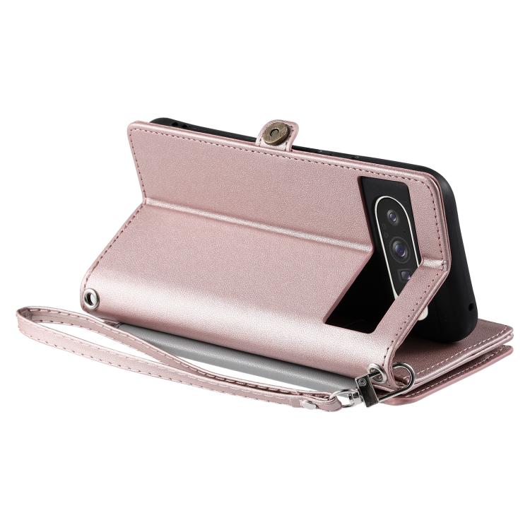For Google Pixel 10 Pro XL Leather Stitching Multi-card Slot Zipper Phone Case
