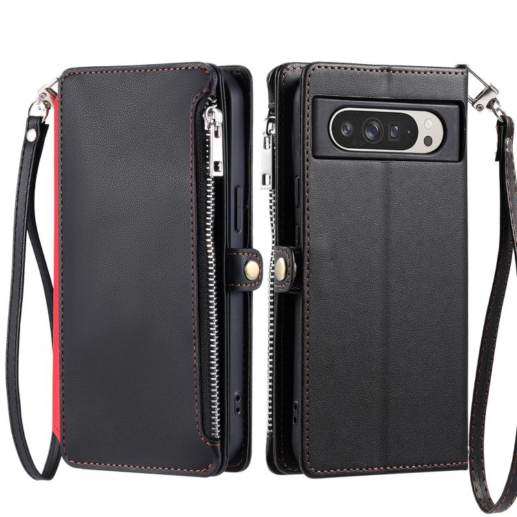 For Google Pixel 10 Pro XL Leather Stitching Multi-card Slot Zipper Phone Case