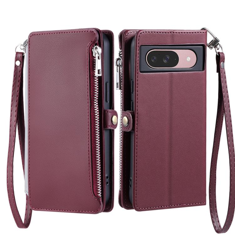 For Google Pixel 10 / 10 Pro Leather Stitching Multi-card Slot Zipper Phone Case